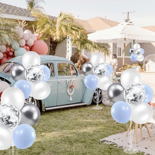 4Set Light Blue Silver Balloon Stand Table Centerpieces Party Decor in 4 Count (Pack of 1) in Black Gold, alternate view 6