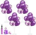 4Set Purple Balloon Stand Table Centerpieces Party Decor in 4 in Black Gold