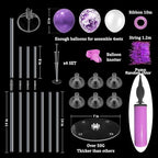 4Set Purple Balloon Stand Table Centerpieces Party Decor in 4 in Black Gold, alternate view 3