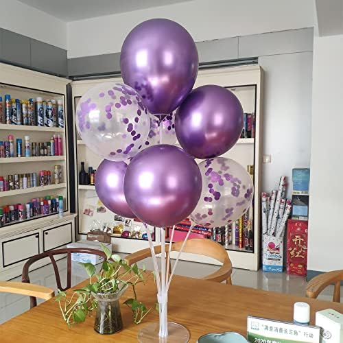 4Set Purple Balloon Stand Table Centerpieces Party Decor in 4 in Black Gold, alternate view 5