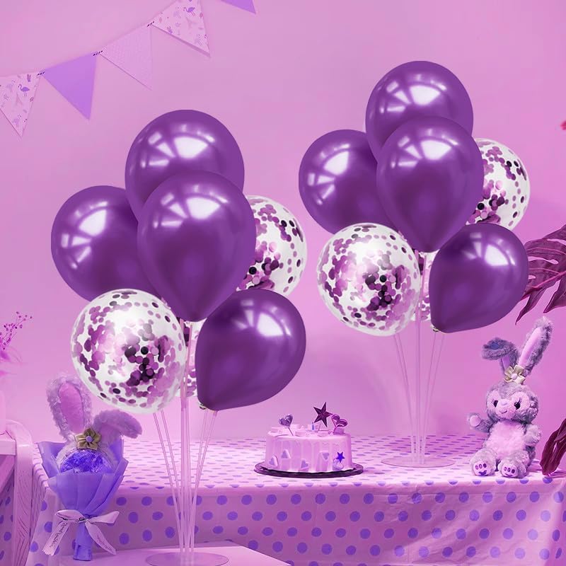4Set Purple Balloon Stand Table Centerpieces Party Decor in 4 in Black Gold, alternate view 6