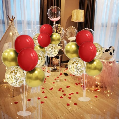 4Set Red Gold Balloon Stand Table Centerpieces Party Decor in 4 in Black Gold, alternate view 2