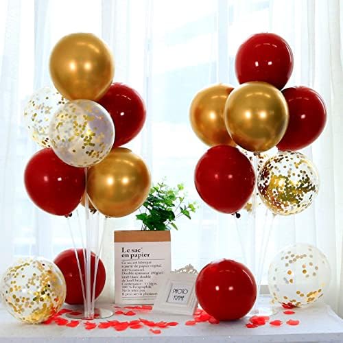 4Set Red Gold Balloon Stand Table Centerpieces Party Decor in 4 in Black Gold, alternate view 6