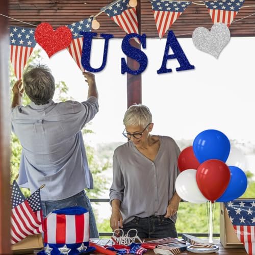 4Set Red White and Blue Balloon Stand Patriotic Decorations in 4 Count (Pack of 1) in Black Gold, alternate view 2