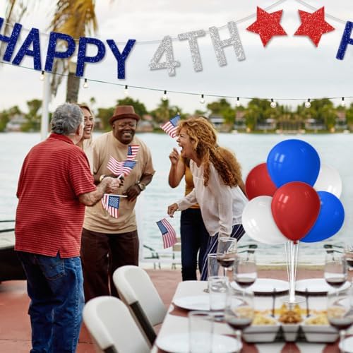 4Set Red White and Blue Balloon Stand Patriotic Decorations in 4 Count (Pack of 1) in Black Gold, alternate view 4