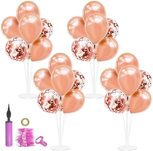 4Set Rose Gold Balloon Stand Table Centerpieces Party Decor in 4 in Black Gold