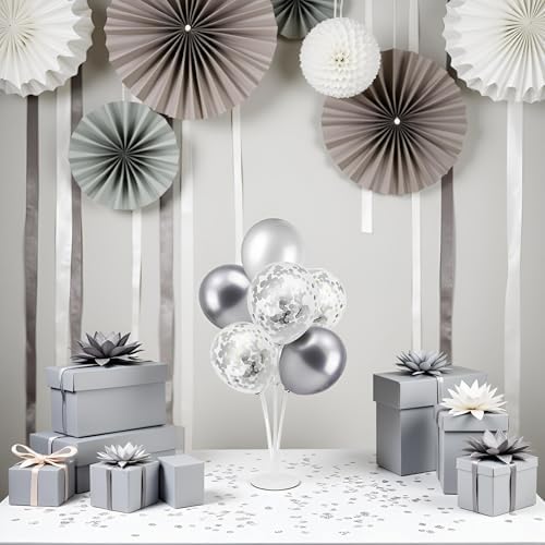 4Set Silver Balloon Stand Table Centerpieces Party Decor in 4 in Black Gold, alternate view 4
