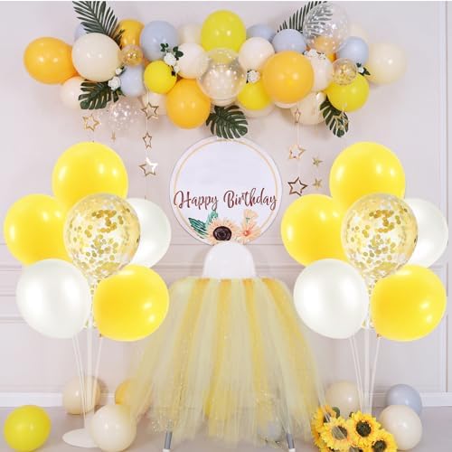 4Set Yellow and White Balloon Stand Table Centerpiece Party Decor in 4 Count (Pack of 1) in Black Gold, alternate view 5