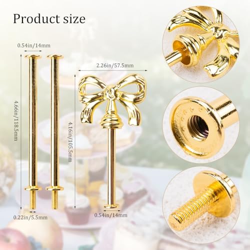4Sets Elegant DIY 3-Tier Tray Cake Stand Hardware Kit for Display in Gold, alternate view 3