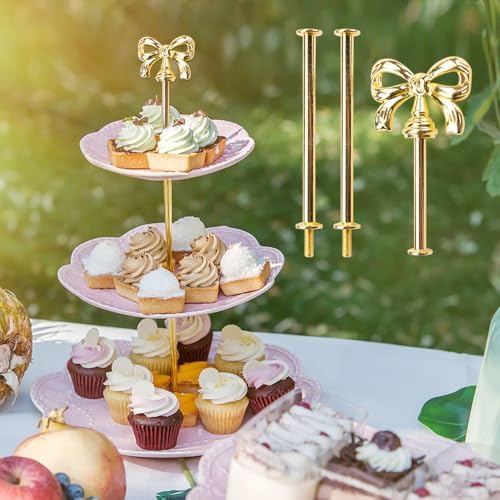 4Sets Elegant DIY 3-Tier Tray Cake Stand Hardware Kit for Display in Gold, alternate view 6