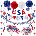 4th/Fourth of July Decorations Set, Patriotic Decorations, Red White and Blue Decors, with Pre-strung Banners