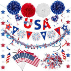 4th/Fourth of July Decorations Set, Patriotic Decorations, Red White and Blue Decors, with Pre-strung Banners