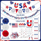 4th/Fourth of July Decorations Set, Patriotic Decorations, Red White and Blue Decors, with Pre-strung Banners, alternate view
