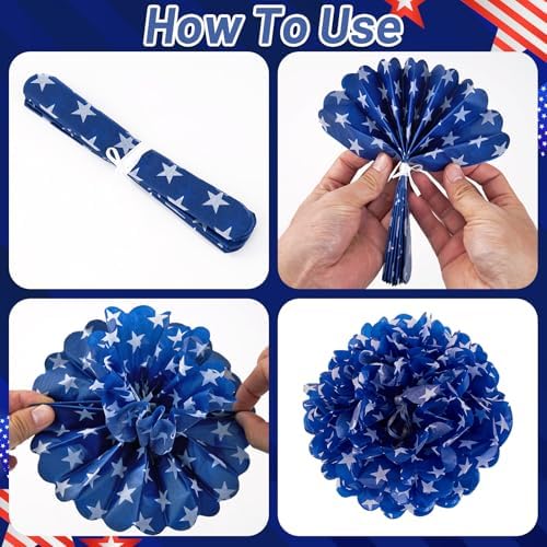 4th/Fourth of July Decorations Set, Patriotic Decorations, Red White and Blue Decors, with Pre-strung Banners, alternate view