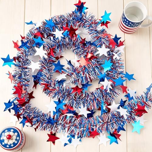 4th/Fourth of July Decorations Set, Patriotic Decorations, Red White and Blue Decors, with Pre-strung Banners, alternate view