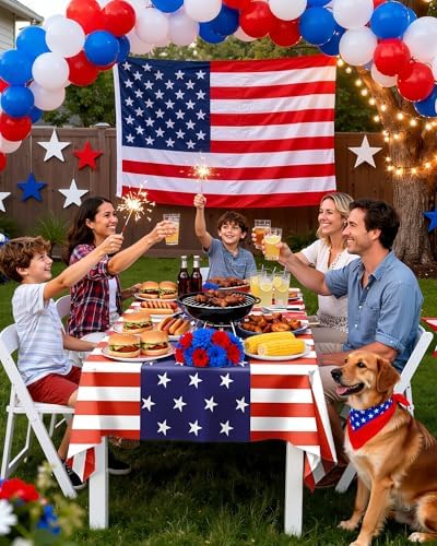 4th July Plastic Table Cloth Disposable 6 Pack, 54 x 108 Inch in 54 x 108 Inch, alternate view 5