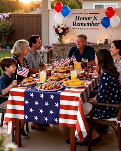 4th July Plastic Table Cloth Disposable 6 Pack, 54 x 108 Inch in 54 x 108 Inch, alternate view 6