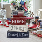 4th of July Decorations, 4 Sets Patriotic Wooden Block Table Centerpieces, Red White Blue Independence Day, alternate view 6