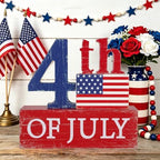 4th of July Decorations, 4 Sets Patriotic Wooden Block Table Centerpieces, Red White Blue Independence Day, alternate view 2