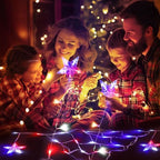 4th of July Lights 13.8ft 200 LED Red White Blue Net Lights with 12 Stars,8 Modes Curtain Lights with Remote, alternate view