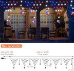 4th of July Lights 13.8ft 200 LED Red White Blue Net Lights with 12 Stars,8 Modes Curtain Lights with Remote, alternate view