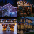 4th of July Lights 13.8ft 200 LED Red White Blue Net Lights with 12 Stars,8 Modes Curtain Lights with Remote, alternate view