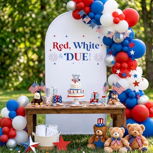 4th of July Red White & Blue Baby Shower Arch Backdrop Decor in 6.6 ft in Red, White, Blue, alternate view 6