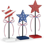 4th of July Tiered Tray Decor Wooden Star Set 3 PCS Labor Day Table Decor