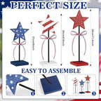4th of July Tiered Tray Decor Wooden Star Set 3 PCS Labor Day Table Decor, alternate view 3