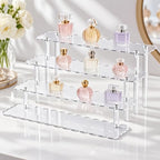 4Tier Scalloped Display Riser Stand Clear Acrylic Perfume Organizer in clear, alternate view 2