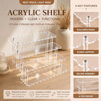 4Tier Scalloped Display Riser Stand Clear Acrylic Perfume Organizer in clear, alternate view 4