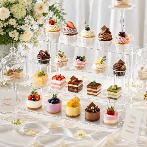 4Tier Scalloped Display Riser Stand Clear Acrylic Perfume Organizer in clear, alternate view 5