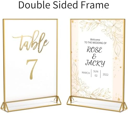 4x6 Acrylic Sign Holder, Picture Frame, Wedding Table Numbers, 6pack in 4x6" in Gold, alternate view 4