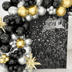 4x6 FT Black Shimmer Wall Backdrop, 24 Pcs for Party in 4x6 FT in Black, alternate view 4
