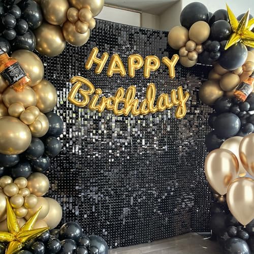 4x6 FT Black Shimmer Wall Backdrop, 24 Pcs for Party in 4x6 FT in Black, alternate view 6