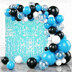 4x6 FT Iridescent Blue Shimmer Wall Backdrop, 24 Pcs for Party in 4x6 FT in Iridescent Blue