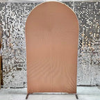 4X7ft Beige Brown Ripples Arch Fabric Backdrop Covers for Wedding Bridal Shower Birthday Party Decoration Arched, alternate