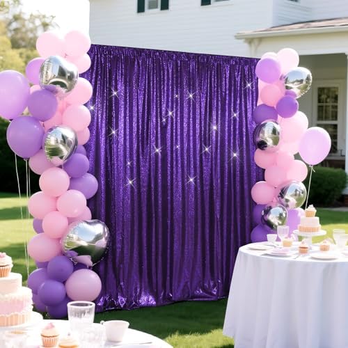 4x7ft Purple Sequin Backdrop for Photography Shimmer Background in 4FT x 7FT in Purple, alternate view 4
