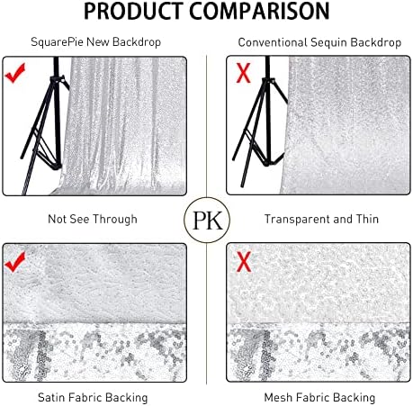 4x7ft Silver Sequin Backdrop for Photography Shimmer Background in 4FT x 7FT in Silver, alternate view 2