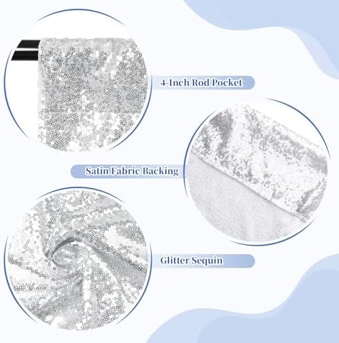 4x7ft Silver Sequin Backdrop for Photography Shimmer Background in 4FT x 7FT in Silver, alternate view 4
