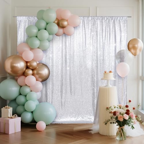4x7ft Silver Sequin Backdrop for Photography Shimmer Background in 4FT x 7FT in Silver, alternate view 5