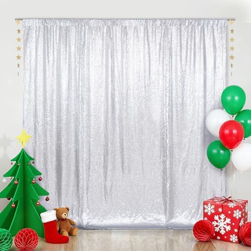 4x7ft Silver Sequin Backdrop for Photography Shimmer Background in 4FT x 7FT in Silver, alternate view 6