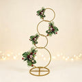 5.02ft High Metal Hoop Pillar Flower Stand, Wedding Round Backdrop Stand, Detachable 4 Tier Metal Flower Arch
