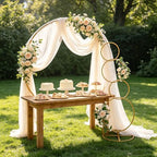 5.02ft High Metal Hoop Pillar Flower Stand, Wedding Round Backdrop Stand, Detachable 4 Tier Metal Flower Arch, alternate view