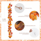 5.2 FT Artificial Fall Garland with Pumpkins and Maple Leaves, Autumn Garland for Mantel, Fireplace, Front Door, alternate