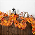 5.2 FT Artificial Fall Garland with Pumpkins and Maple Leaves, Autumn Garland for Mantel, Fireplace, Front Door, alternate