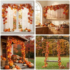 5.2 FT Artificial Fall Garland with Pumpkins and Maple Leaves, Autumn Garland for Mantel, Fireplace, Front Door, alternate