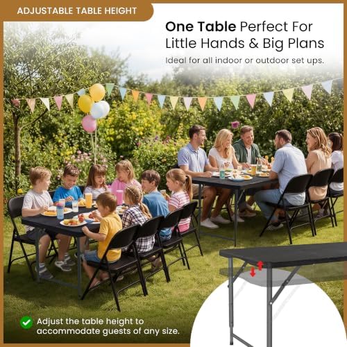 5.5 Feet ADJUSTABLE Foldable Table with Built in Handle & Steel Legs | 5.5FT Heavy Duty Folding Portable |, alternate view 3