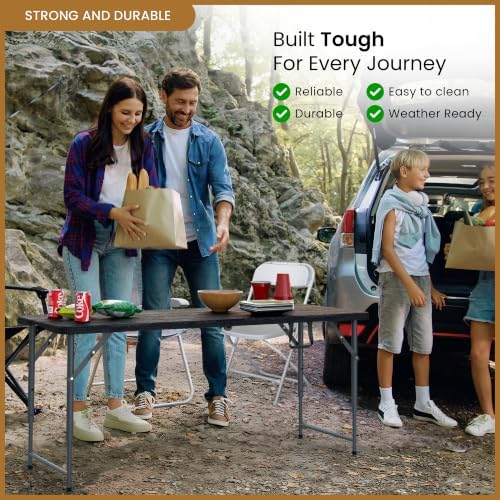 5.5 Feet ADJUSTABLE Foldable Table with Built in Handle & Steel Legs | 5.5FT Heavy Duty Folding Portable |, alternate view 5