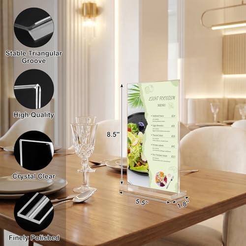 5.5 x 8.5 Acrylic Sign Holder 6 pack, Clear Table Display Stand, alternate view 3